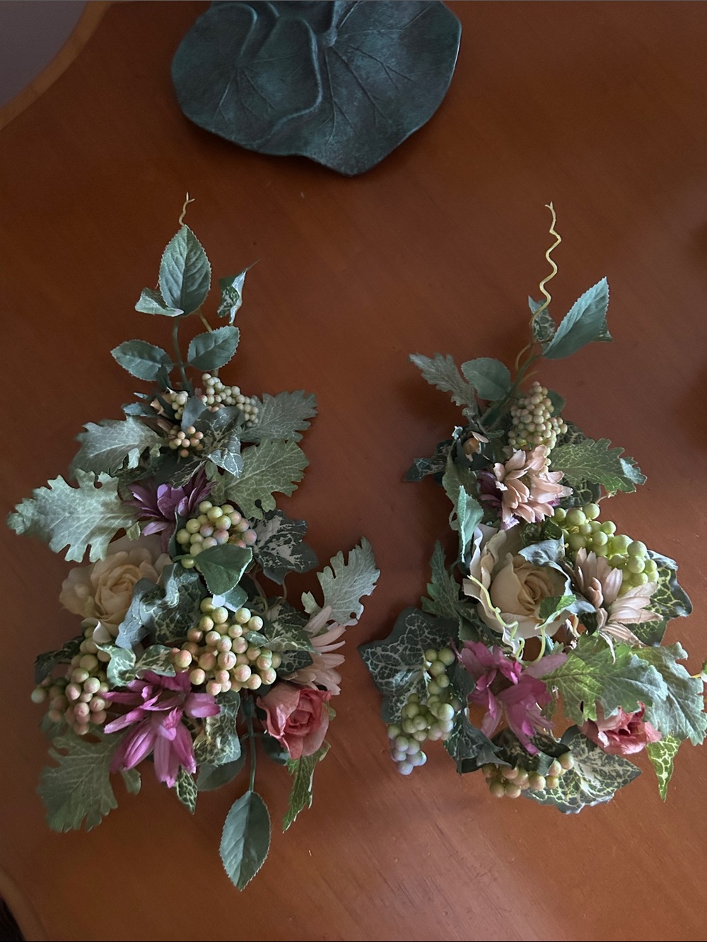 Artificial Green Grape and Leaf Candle Rings Pair - Home Accents